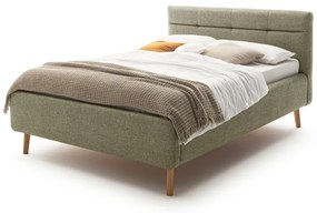 Zielone tapicerowane łóżko dwuosobowe ze schowkiem i stelażem 140x200 cm Lotte – Meise Möbel