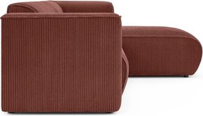Sztruksowy narożnik (prawostronny/z szezlongiem) w kolorze terakoty Merid – Ropez