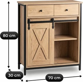 Komoda z Szufladami COLE 70 cm Dąb/Czarny Loftowa