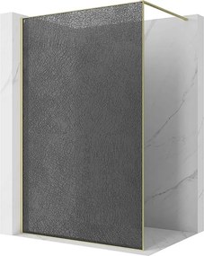 Mexen Kioto ścianka prysznicowa Walk-in 120 x 200 cm, crackle grafit 12 mm, złota szczotkowana - 800-120-101-55-44-X