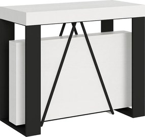 Konsola rozkładana 90x40/300cm Zamat frassino biała rama w kolorze antracytu