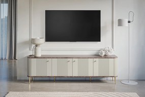 Szafka RTV Vesper 4D 187 cm - kaszmir / orzech / złote nogi