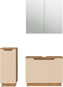 Zestaw mebli łazienkowych dąb/kaszmir ze strukturą płytek 79.6x32x62.1 lotta