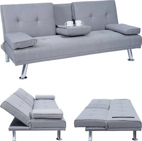 3-osobowa sofa MCW-F60,  tekstylny, jasnoszary