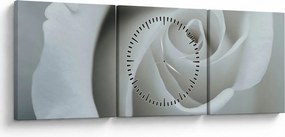 Obraz - Biała róża (z zegarem) (90x30 cm)