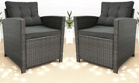 Komplet 2 foteli ogrodowych Minora 020-SC szary, poduszki szare
