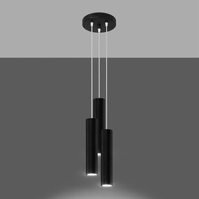 Lampy wiszące nowoczesny Toris, stal - 3 źródło światła 3000K - L.20 x H.110 cm - czarny