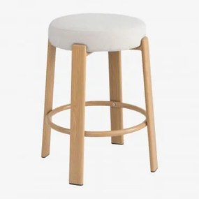 Taboret Wysoki 65 Cm Z Tkaniny Chenille I Żelaza Jolie Brązowy Naturalne Drewno & Kremowo-beżowy Szenil - Sklum