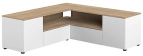 Biała szafka pod TV w dekorze dębu 130x46 cm Angle – TemaHome