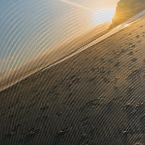Obraz plaży (z zegarem) (90x30 cm)
