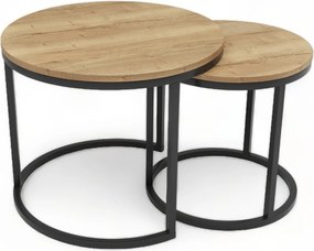 Stoliki kawowe Okrągły Czarny 2w1 HALIFAX EGGER Ø65 + 45 cm INNE KOLORY