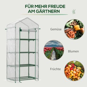 Outsunny Szklarnia Foliowa z Okienkiem 4 Półki Ochrona Roślin Kolor Zielony 70x50x160cm | Aosom PL