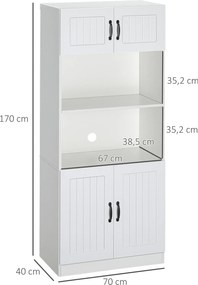 HOMCOM Kuchenny szafka Bufet kuchenny Szafka, Styl wiejski, 2 szafki, 2 półki, 70 cm x 40 cm x 170 cm Biały + Czarny