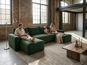 PROMOCJA Ciemnozielony zestaw wypoczynkowy w kształcie U SMART COSARO 295x140 cm II. gatunek