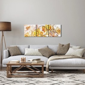 Obraz - Słoneczniki, malarstwo (z zegarem) (90x30 cm)