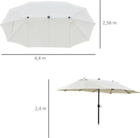 Outsunny Podwójny Parasol Ogrodowy Targowy Owalny Kremowy Biały z Korbą Ręczną 440x260cm | Aosom PL