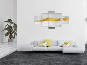 Obraz - Złote i szare pociągnięcia (125x70 cm)