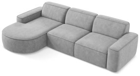 Jasnoszary narożnik z tkaniny szenilowej (lewostronny/z szezlongiem) Omao – Makamii