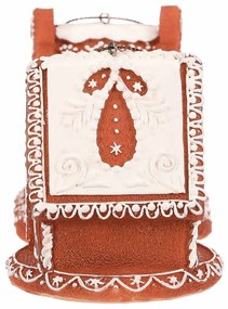 Dekoracja świąteczna domek z piernika z ośnieżonym  dachem, wisząca, poliresin, LED