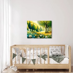 Obraz - Wieś w żółto-zielonym (70x50 cm)