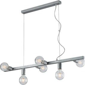 Lampa wisząca Fabian z żelaza lakierowanego na biało i srebrno, 6 świateł, dł. 101 x 16 cali, BL293-6-ARG