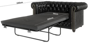 Czarna rozkładana sofa z imitacji skóry 148 cm York – Ropez