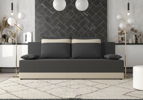 Szaro-beżowa sofa rozkładana z pojemnikiem E6-M34