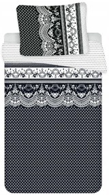 PrzytulneMieszkanie.pl PrzytulneMieszkanie.pl Poliestrowo-bawełniana pościel CANZONE BLACK, czarna Rozmiar pościeli: 2 szt 70 x 90 cm | 200 x 220 cm