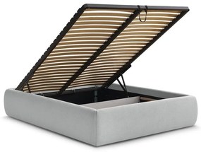 Jasnoszare tapicerowane łóżko dwuosobowe ze schowkiem/bez zagłówka ze stelażem 180x200 cm Inera – Bobochic Paris