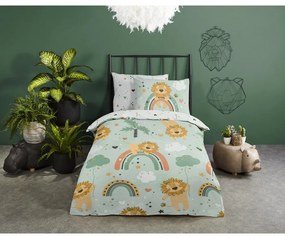 Zielona bawełniana pościel dziecięca jednoosobowa 140x220 cm Lions – Good Morning