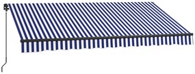 Outsunny Markiza przeciwsłoneczna Markiza tarasowa, w zestawie korba, odporna na warunki atmosferyczne, 350 cm x 290 cm, Niebieski + Biały