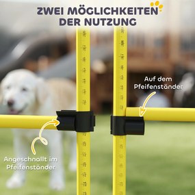 PawHut 4-częściowy zestaw Agility dla psów z 4 przeszkodami i torbą do przenoszenia na trening skoków, Żółty