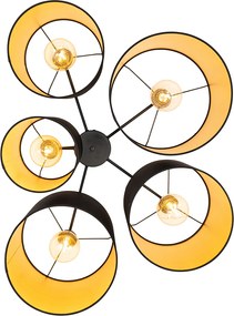 Plafon czarny ze złotym wnętrzem 5-świateł - Multidrum