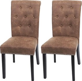 Krzesło do jadalni Chesterfield II (zestaw 2 sztuk), tkanina/tekstylia brązowe, ciemne nogi