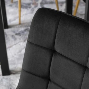 Krzesło Tapicerowane do Salonu YORK Czarne Welurowe Loft