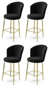 Zestaw krzeseł barowych Fora Black and Gold, 4szt., 4 szt.