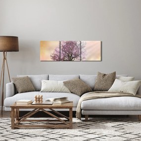 Obraz kwitnącego drzewa na szczycie wzgórza (z zegarem) (90x30 cm)