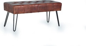 Ławka skórzana z metalowymi nogami