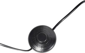 Czarna lampa podłogowa na trójnogu z drewna z czarnym abażurem 50 cm - Puros