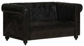 Skórzana 2-osobowa czarna sofa w stylu Chesterfield - Clementine 2Q