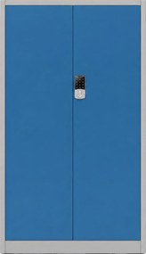 Biurowa szafa metalowa z zamkiem na szyfr szaro-niebieska: DANIEL, 900 x 1850 x 400 mm