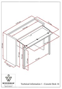 Biurko 36x110 cm Mel – Woodman
