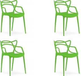 Zestaw 4 zielonych krzeseł plastikowych KATO