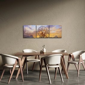 Obraz - Pejzaż ze słonecznikami (z zegarem) (90x30 cm)