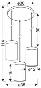 Czarno-naturalna lampa wisząca ze szklanym kloszem ø 12 cm Wels – Candellux Lighting