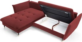 Narożnik GLAM Lewostronny z funkcją spania, zestaw z poduszkami wolnostojący tkanina RIVIERA 61 Burgundowy DOMO HOME