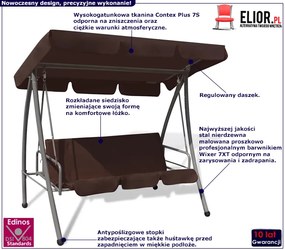 Huśtawka ogrodowa z baldachimem Elso - brązowa