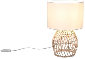 Biało-naturalna lampa stołowa (wys. 38 cm) Rike – Trio