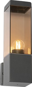 Nowoczesna lampa ścienna zewnętrzna ciemnoszara z dymionym szkłem - Malios