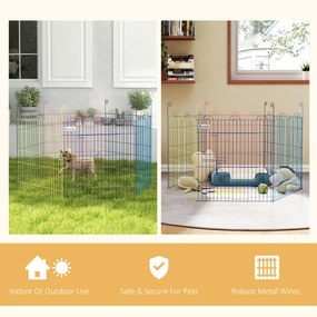 PawHut Wielofunkcyjny Wybieg dla Szczeniąt, Modularny Design, Zamknięcie, Metal, Ø120x60H cm, Kolorowy